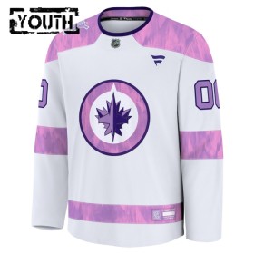 Lapsille NHL Winnipeg Jets Pelipaita Custom Fanatics Hockey Fights Cancer Practice 2024-25 Valkoinen